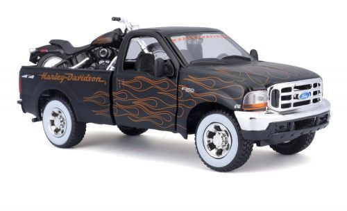 Набір іграшковий Harley-Davidson: машинка 1:27 1999 Ford F-350 Super Duty Pickup, мотоцикл 1:24 306147 фото